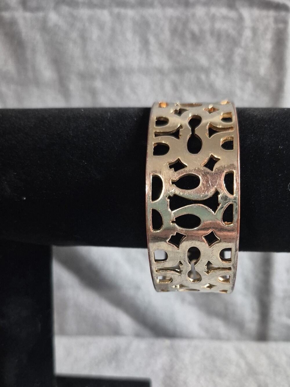 Coach Signature C Openwork Wide Cuff Bracelet Gold Tone Designer Jewelry